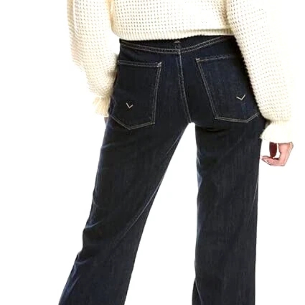 Hudson Noa Mid Rise Straight Raw Hem Crop In Giana Dark Jean Boho Sz 30(32) X25" - Picture 1 of 13